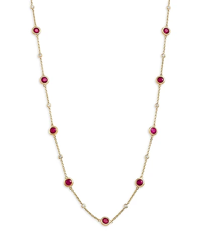 Bloomingdale's Fine Collection Ruby & Diamond Bezel Station Necklace