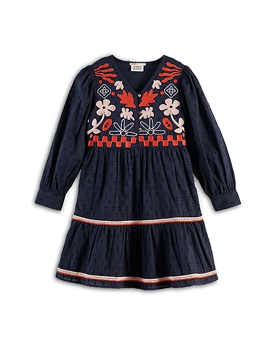 Scotch & Soda Girls' Clip Jacquard Embroidered Dress - Little Kid, Big Kid
