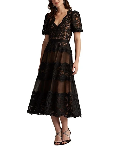 Belline Embroidered Chiffon Midi Dress