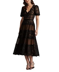 Belline Embroidered Chiffon Midi Dress