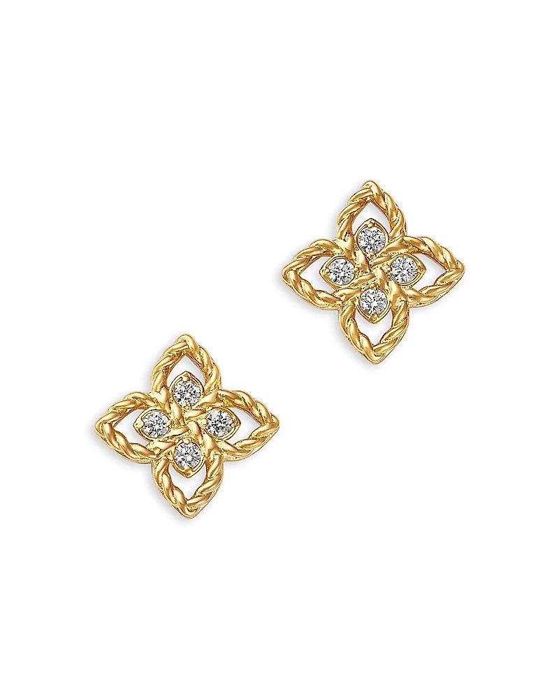 Roberto Coin 18K Yellow Gold Principessa Diamond Flower Stud Earrings