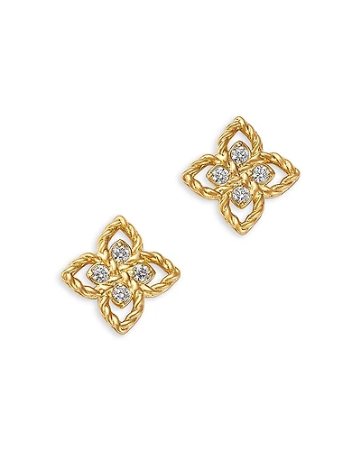 Roberto Coin 18K Yellow Gold Principessa Diamond Flower Stud Earrings