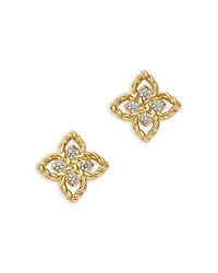 Roberto Coin 18K Yellow Gold Principessa Diamond Flower Stud Earrings