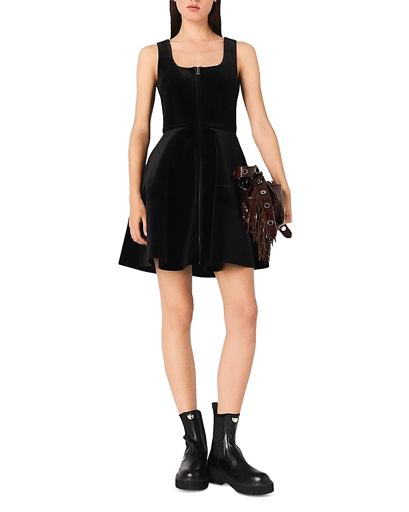 Maje Short Velvet Skater Dress