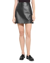 Theory High Waist Leather Mini Skirt