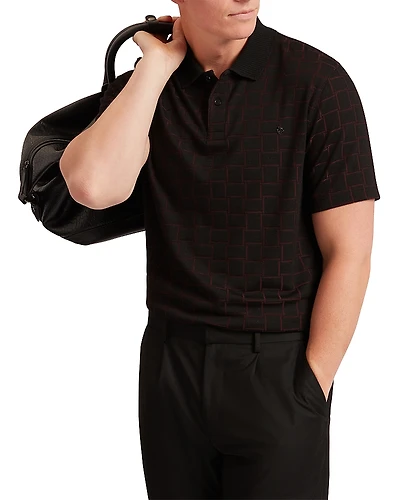 Ted Baker Eduard Short Sleeve Square Jacquard Polo