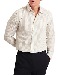 Ted Baker Hangent Regular Fit Branded Stripe Print Cotton Shirt