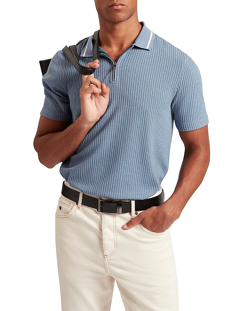 Ted Baker Bronize Rib Texture Zip Polo