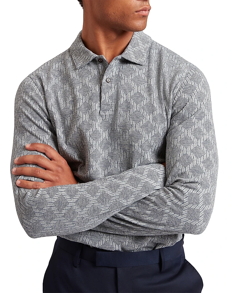 Ted Baker Imlad Long Sleeve Diamond Jacquard Polo