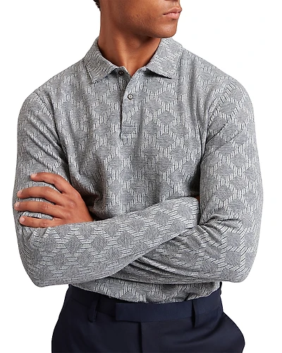 Ted Baker Imlad Long Sleeve Diamond Jacquard Polo