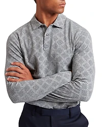 Ted Baker Imlad Long Sleeve Diamond Jacquard Polo