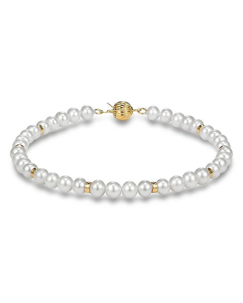 Bloomingdale's Fine Collection Freshwater Pearl & Gold Rondelle Bracelet