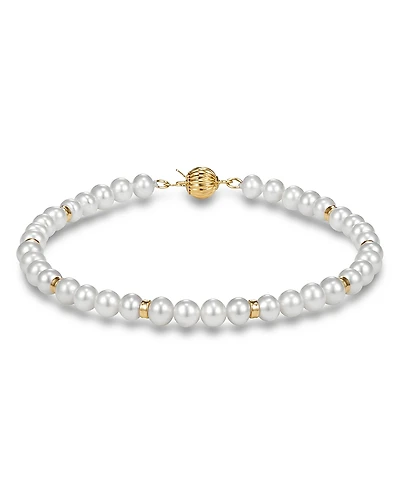 Bloomingdale's Fine Collection Freshwater Pearl & Gold Rondelle Bracelet