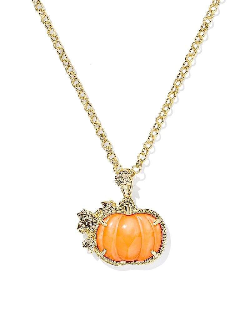 Kendra Scott Orange Mother of Pearl Pumpkin Pendant Necklace