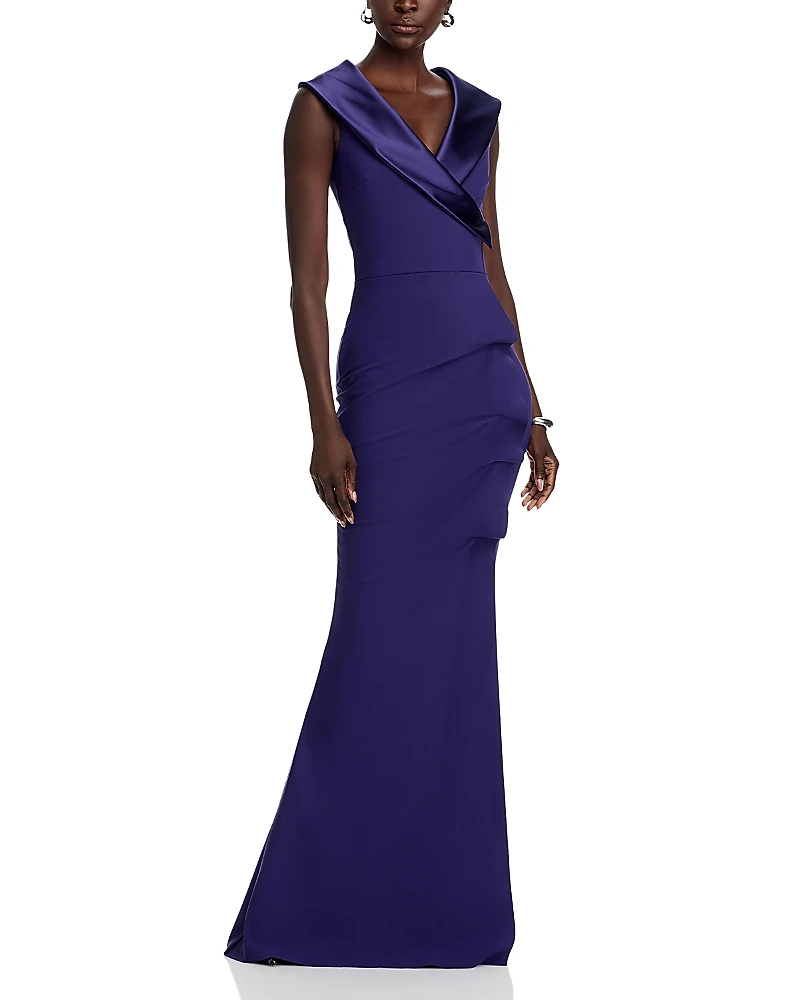 Chiara Boni La Petite Robe Satin Collar Gown