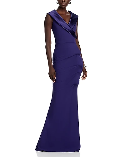 Chiara Boni La Petite Robe Satin Collar Gown