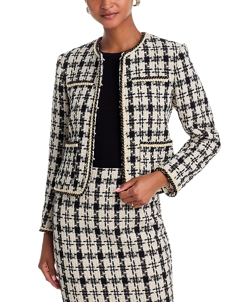 Aqua Houndstooth Tweed Jacket - Exclusive