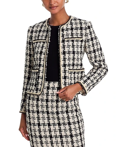 Aqua Houndstooth Tweed Jacket - Exclusive