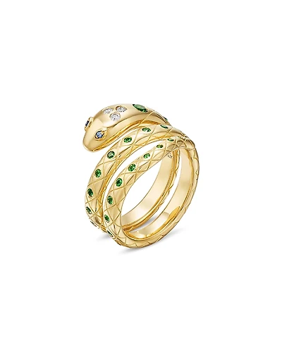 Temple St. Clair 18K Yellow Gold Fj Tsavorite, Blue Sapphire, & Diamond Delphi Serpent Wrap Ring