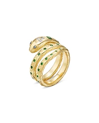 Temple St. Clair 18K Yellow Gold Fj Tsavorite, Blue Sapphire, & Diamond Delphi Serpent Wrap Ring