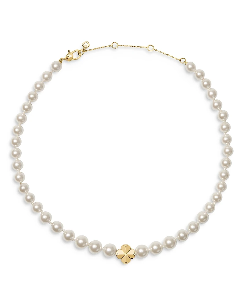 kate spade new york Spade Flower Imitation Pearl Collar Necklace, 16-19