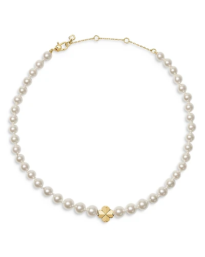 kate spade new york Spade Flower Imitation Pearl Collar Necklace, 16-19