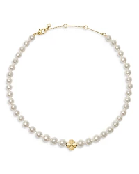 kate spade new york Spade Flower Imitation Pearl Collar Necklace, 16-19