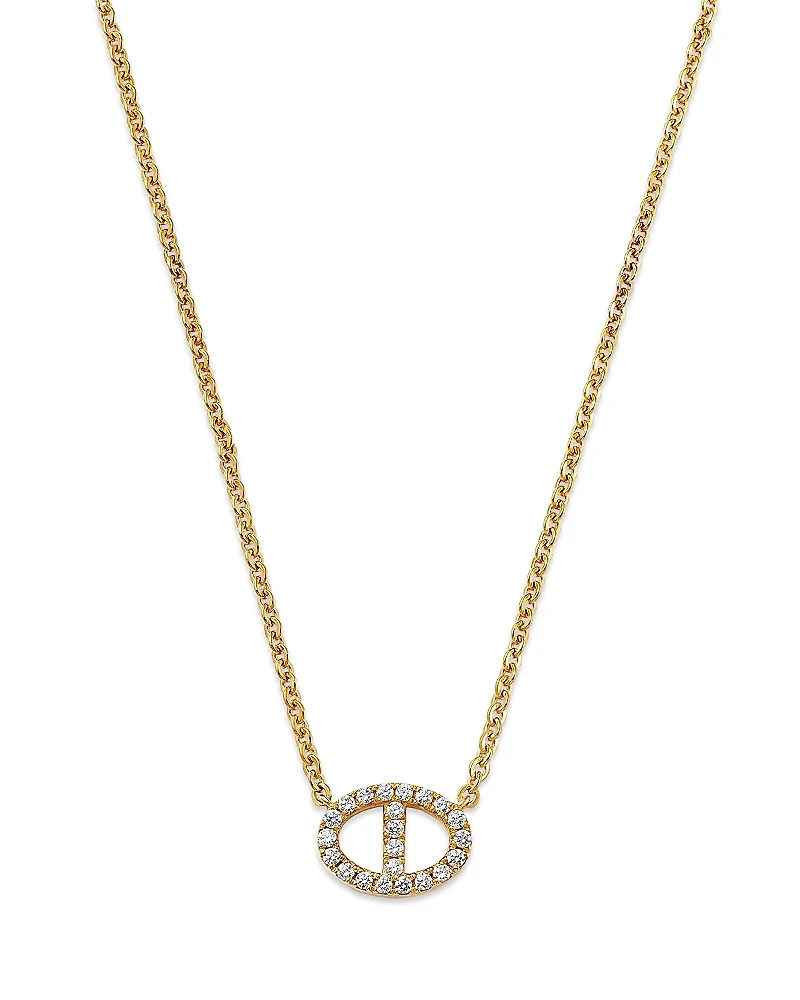 Bloomingdale's Fine Collection Diamond Mariner Single Link Pendant Necklace