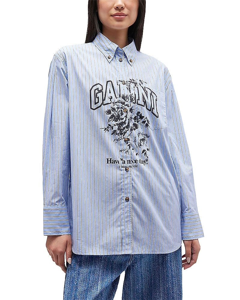 Ganni Striped Logo Shirt