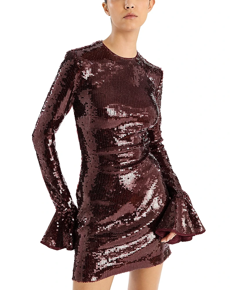 Rotate Sequins Long Sleeve Mini Dress