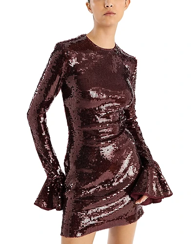 Rotate Sequins Long Sleeve Mini Dress