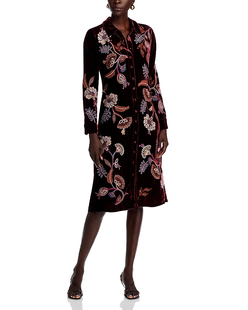 Johnny Was Velvet Shirt Dress
