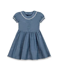 Hope & Henry Girls' Organic Puff Sleeve Pintuck Chambray Dress - Little Kid, Big Kid