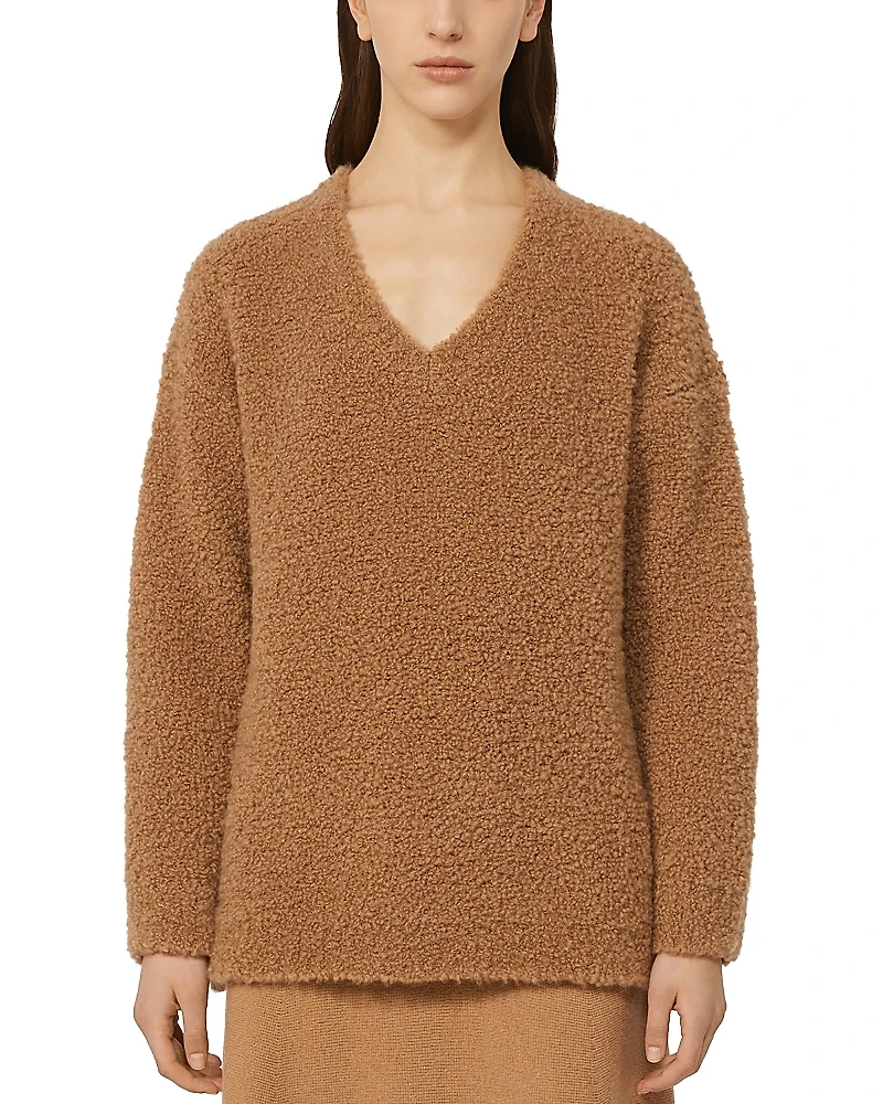 Max Mara Pantera Wool & Silk V Neck Sweater