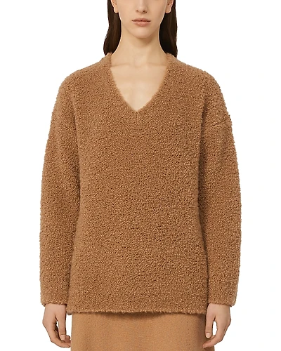 Max Mara Pantera Wool & Silk V Neck Sweater