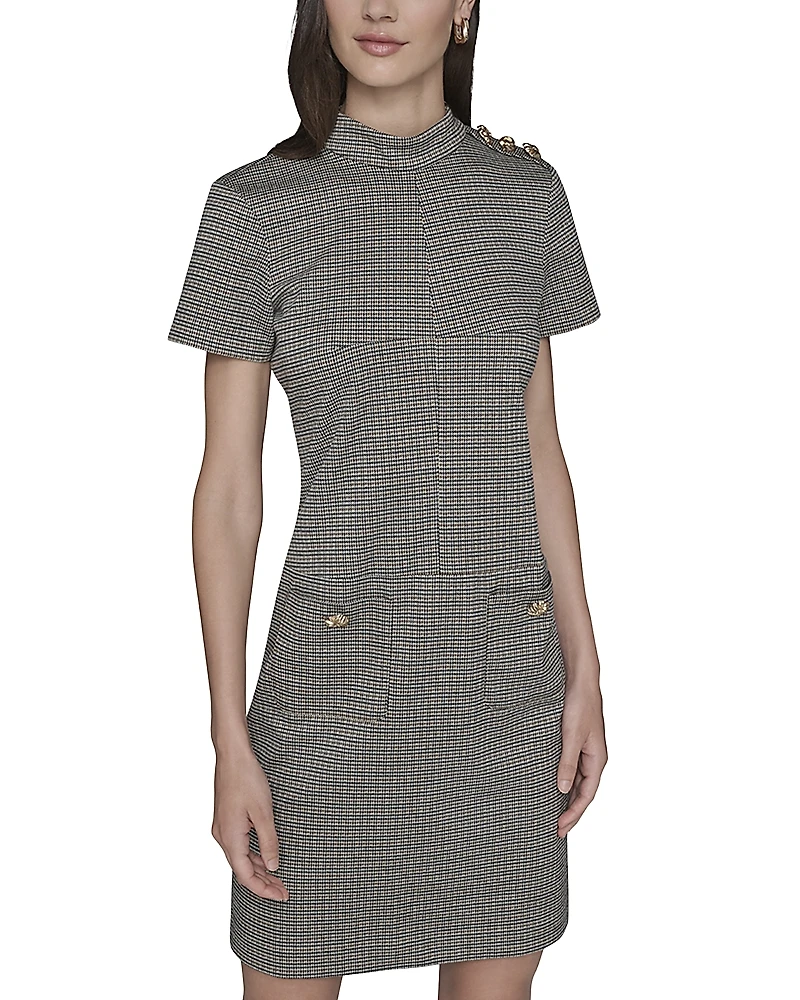 Karl Lagerfeld Paris Mini Houndstooth Print Dress