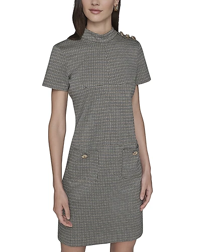 Karl Lagerfeld Paris Mini Houndstooth Print Dress