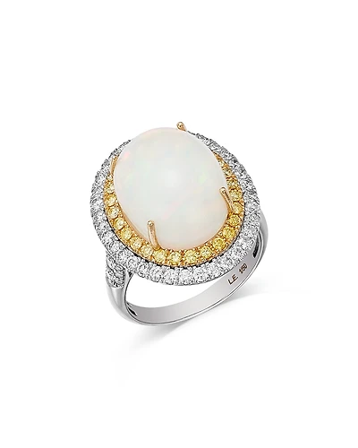 Bloomingdale's Fine Collection Opal & White & Yellow Diamond Limited Edition Halo Ring
