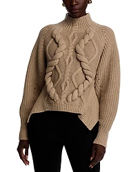 Boss Fibona Wool & Cashmere Turtleneck Cable Knit Sweater