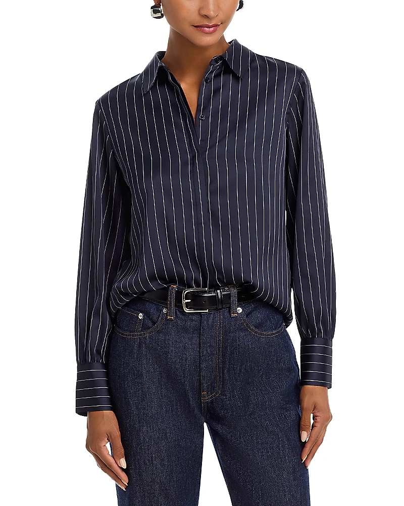 French Connection Satin Pinstripe Blouse