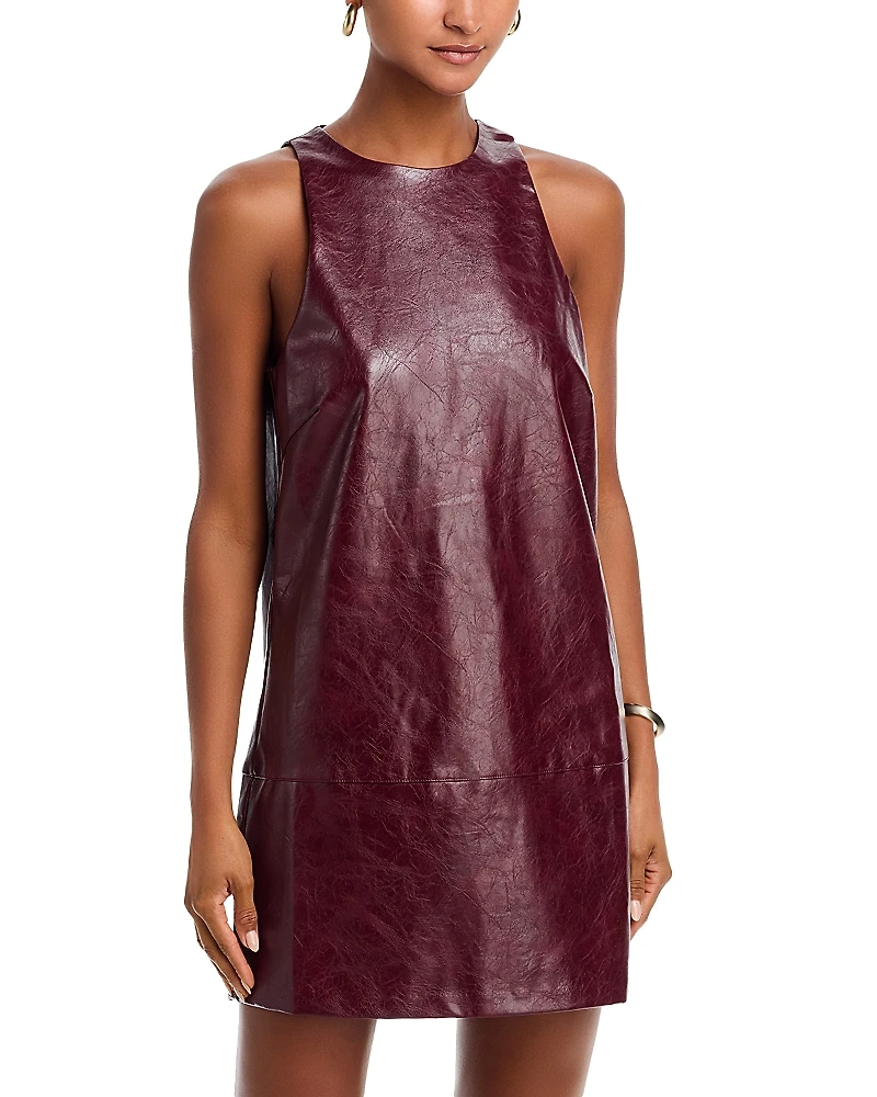 Aqua Faux Leather Sleeveless Mini Dress - Exclusive