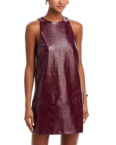 Aqua Faux Leather Sleeveless Mini Dress - Exclusive