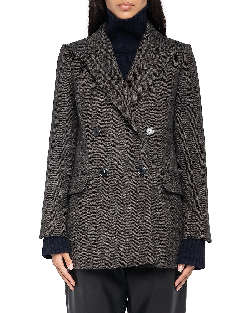 Zadig & Voltaire Miew Chevron Wool Blend Coat