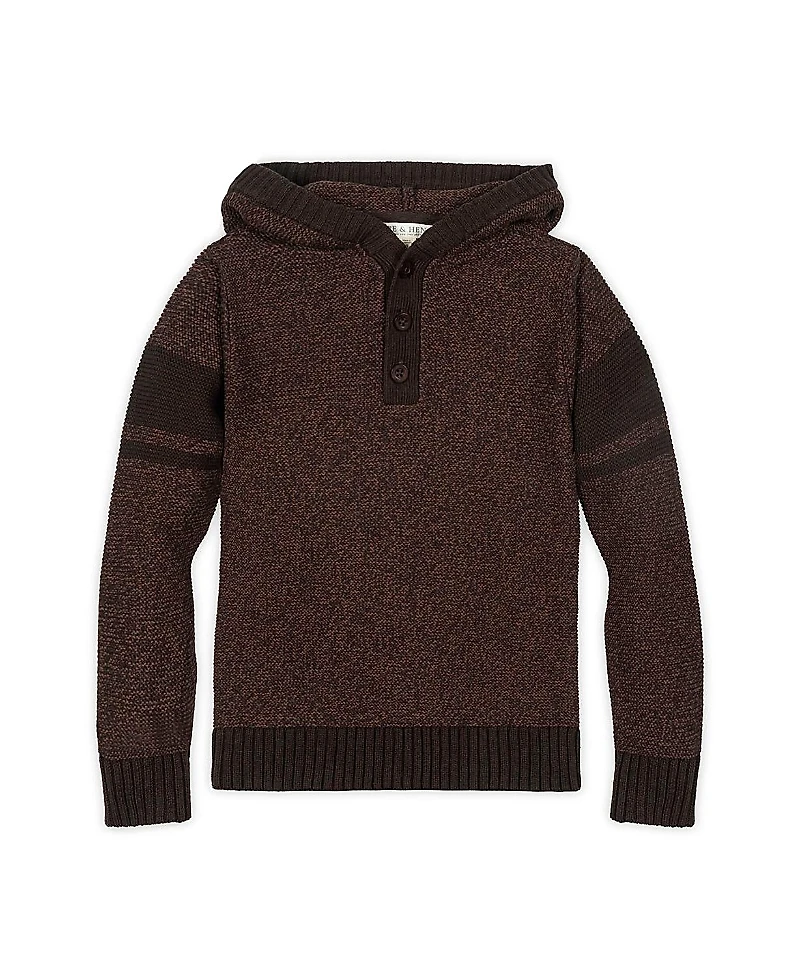 Hope & Henry Boys' Organic Long Sleeve Hooded Henley Sweater - Little Kid, Big Kid