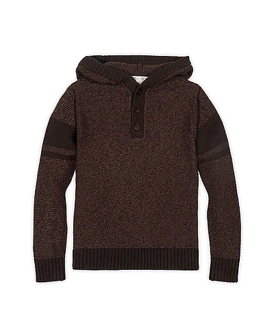 Hope & Henry Boys' Organic Long Sleeve Hooded Henley Sweater - Little Kid, Big Kid
