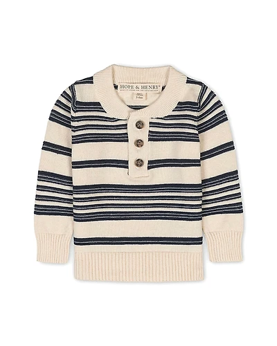 Hope & Henry Boys' Organic Long Sleeve Henley Pullover Sweater with Elbow Patches - Little Kid, Big Kid