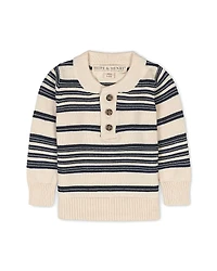 Hope & Henry Boys' Organic Long Sleeve Henley Pullover Sweater with Elbow Patches - Little Kid, Big Kid