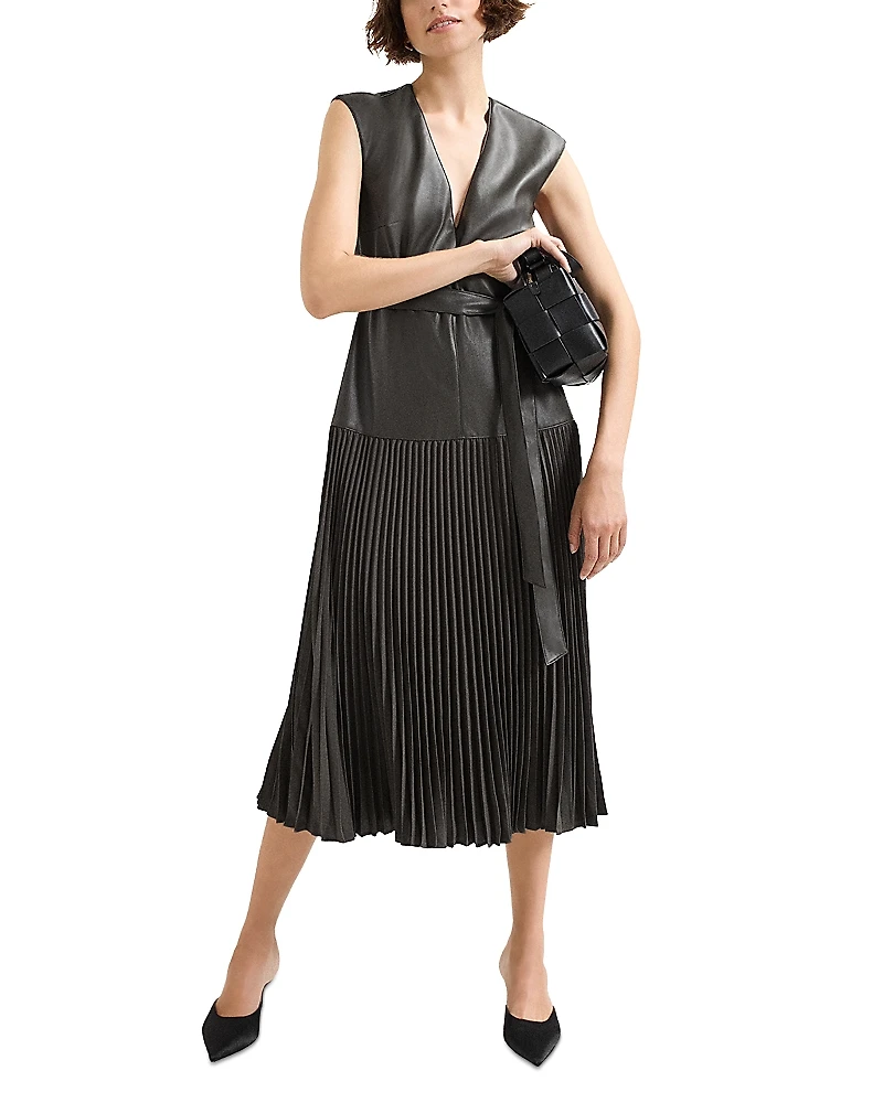 Phase Eight Aria Faux Leather Drop Waist Dress