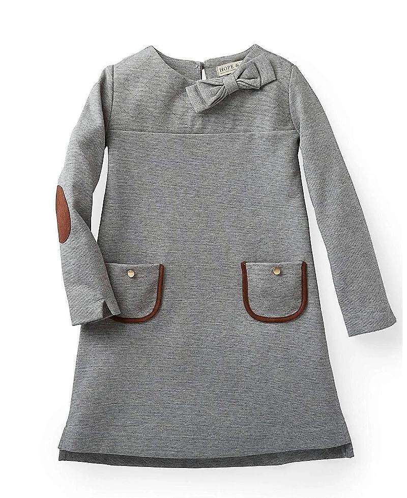 Hope & Henry Girls' Long Sleeve Quilted Ponte Riding Dress - Little Kid