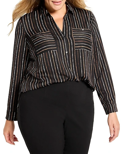 Nic+Zoe Plus Mini Painted Stripe Shirt